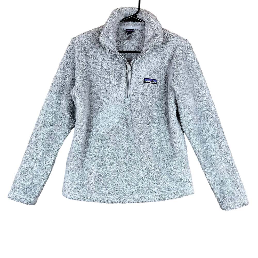Patagonia Women Jacket Gray Los Gatos Fleece Sherpa Pullover 1/4 Zip Deep Pile S